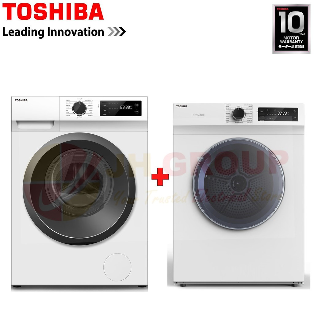 TOSHIBA TWBH85S2M 7.5KG FRONT LOAD WASHER WASHING MACHINE + TDH80SEM