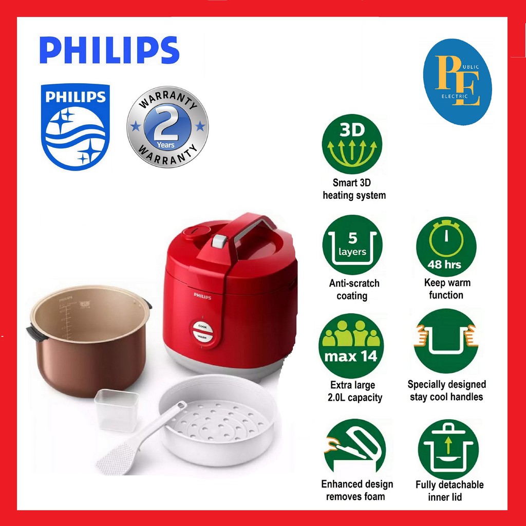 Philips Daily Collection Jar Rice Cooker 2 Litre HD3129 Shopee Malaysia