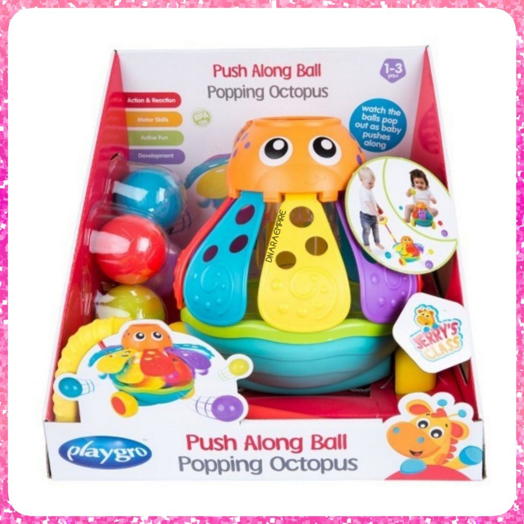 PLAYGRO (Baby Toys) PUSH ALONG BALL POPPING OCTOPUS FOR BABY 12m