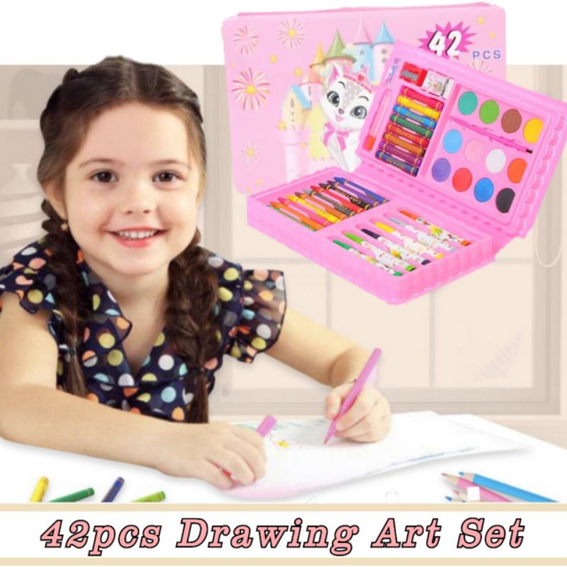 42pcs Kids Colouring Art Set Crayon Water Colour Drawing Art Set