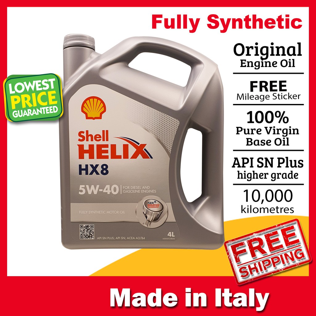 SHELL HELIX HX8 5W40 4L ENGINE OIL FULLY SYNTHETIC Minyak Hitam Kereta
