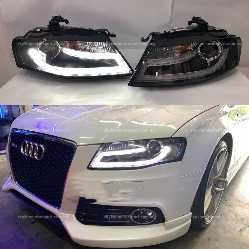 Audi A4 B8 LED Head Lamp 20082012 Projector DRL Light Strip Black Shopee Malaysia