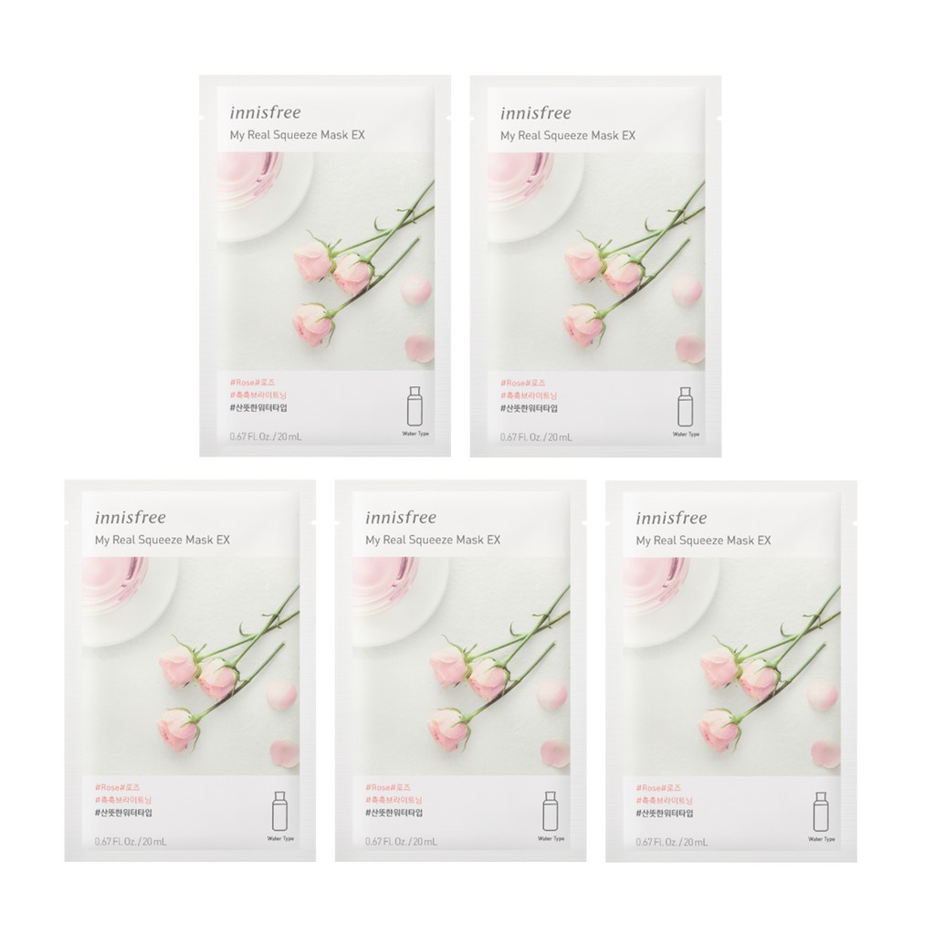 [Bundle of 5] Innisfree My Real Squeeze Mask EX Rose Shopee Malaysia