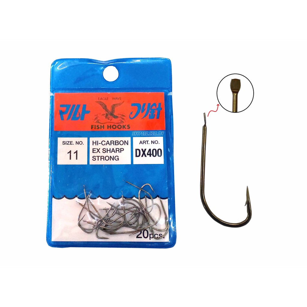 EAGLE WAVE DX400 PRAWN HOOK SIZE 5 TO 18 (20PCS/PKT) 100 ORIGINAL