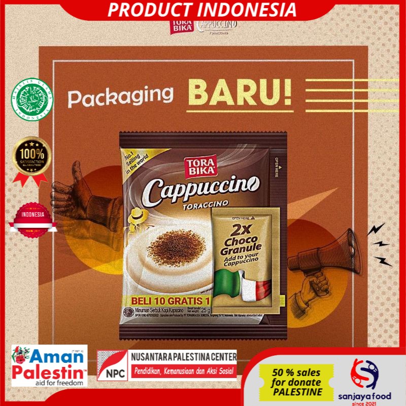 Torabika Cappuccino Sachet 25gm Indonesia Instant Coffee Tora Bika