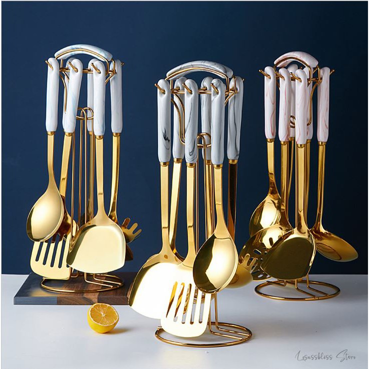 Nordic Gold Marble Kitchen Utensils Cooking Utensils Cookware Shopee