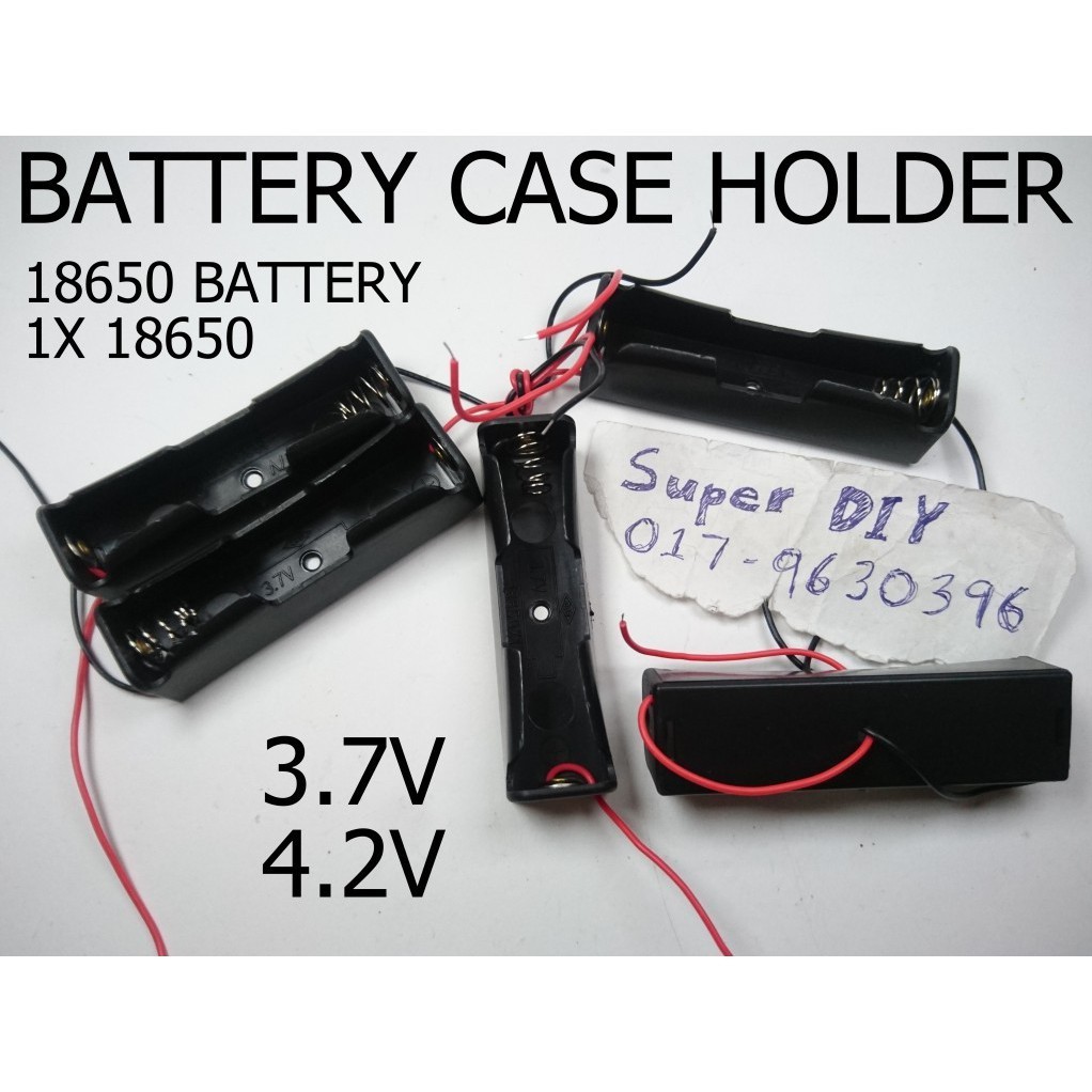 18650 Battery case spring holder with wire single cell one slot 18650 3