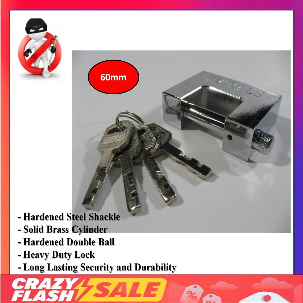 Solid Heavy Duty Security Door Lock 60mm Anti Cut Padlock Gate Lock