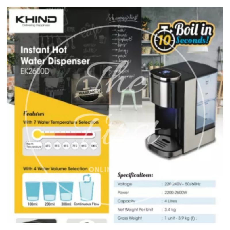 KHIND INSTANT BOILER / WATER DISPENSER EK2600D Shopee Malaysia