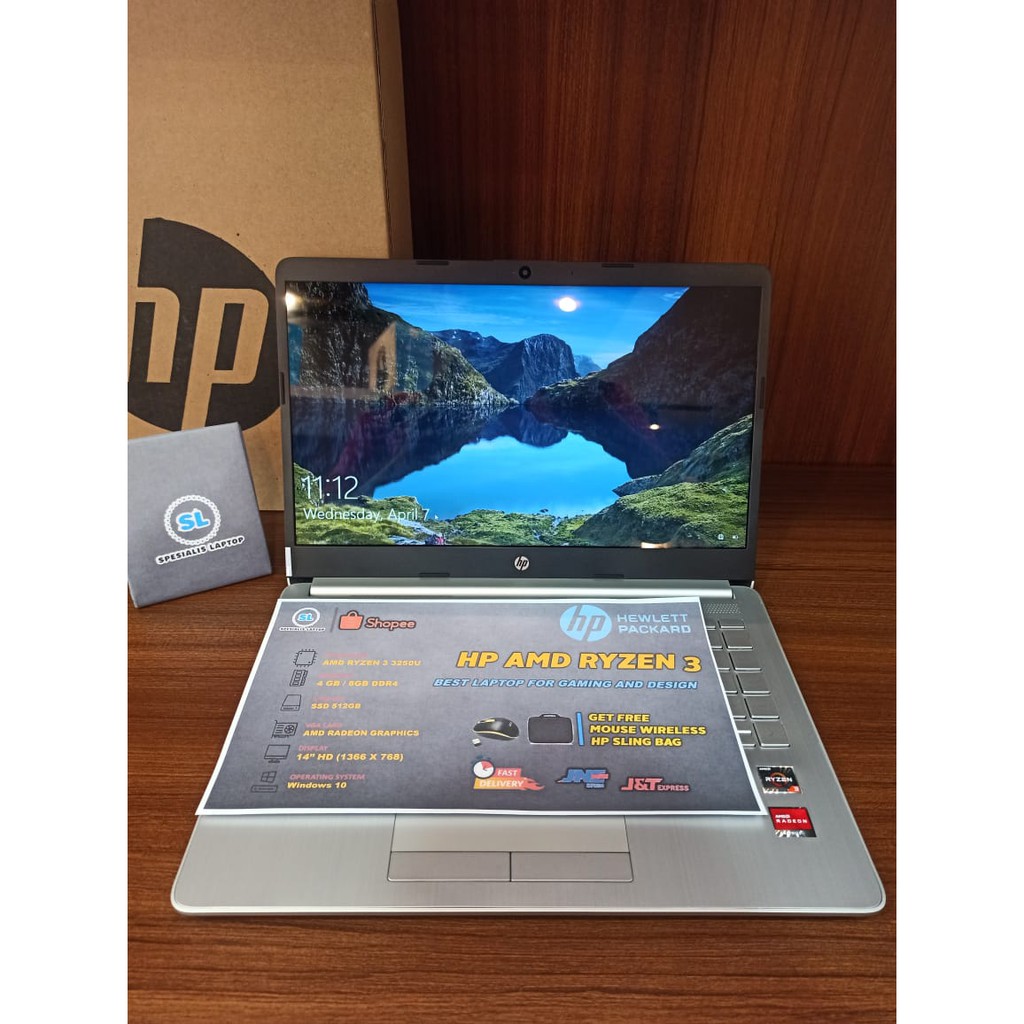 LAPTOP GAMING BARU HP 14 RYZEN 3 3250U RAM 4GB HDD 1TB WIN10HOME SILVER