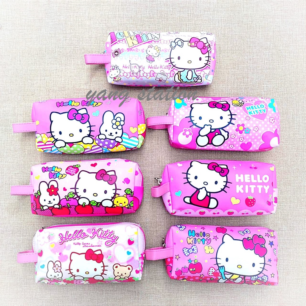 HELLO KITTY PU Leather Cute Cartoon Pencil Case Pencil Box Kotak Pensel