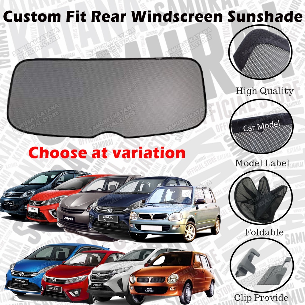 Car Rear Windscreen Sunshade Custom Fit Perodua Myvi Axia Viva Alza