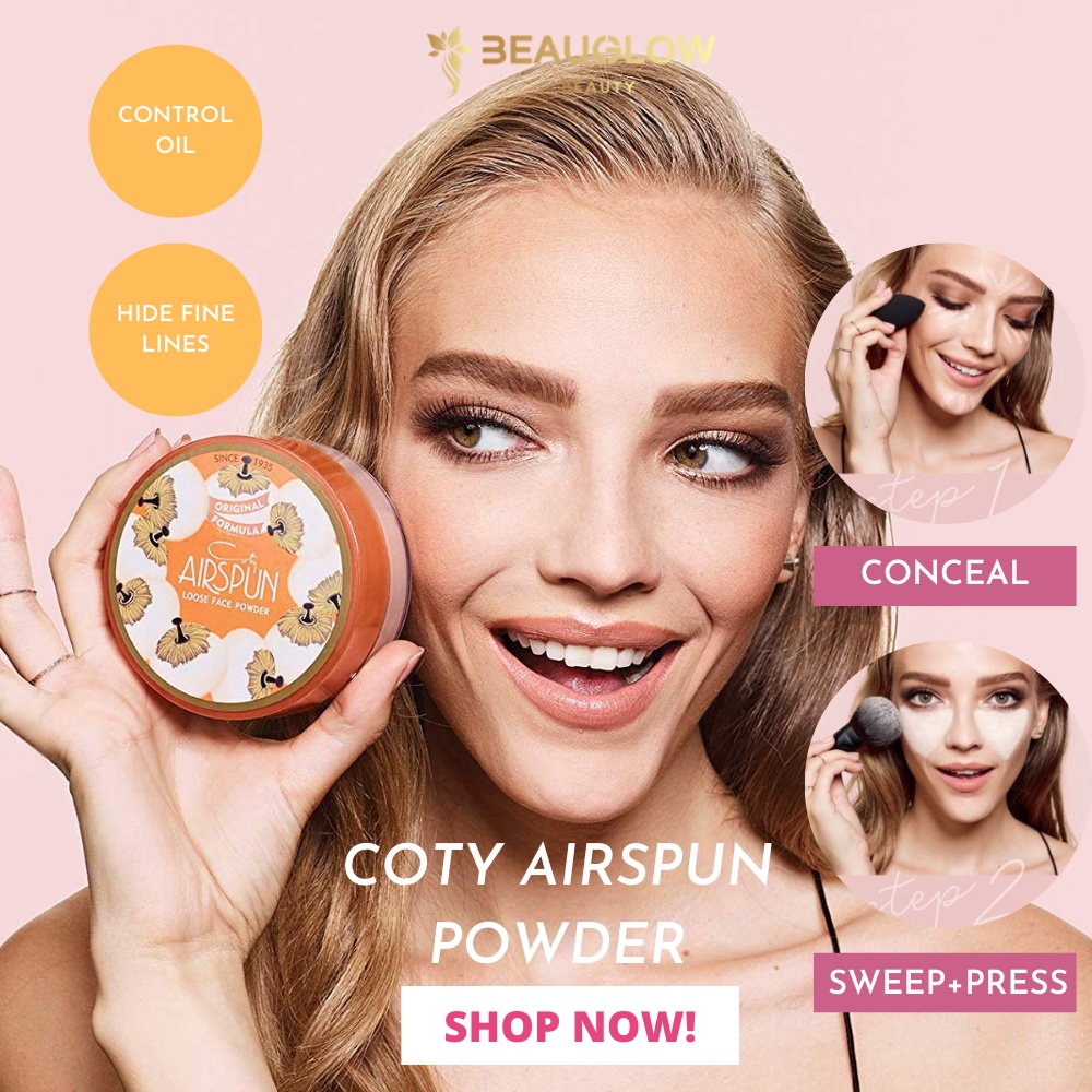 FREE BUFF! COTY Airspun Loose Face Powder, Original Made In USA, Control Oil, Hide Fine Lines