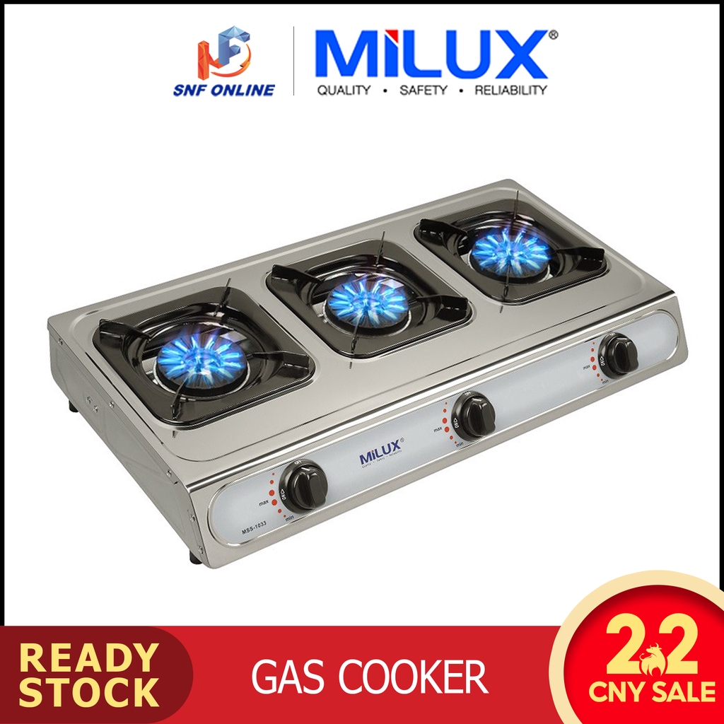 Milux Stainless Steel Gas Stove Dapur Gas 3 Tuku MSS1033 (Triple