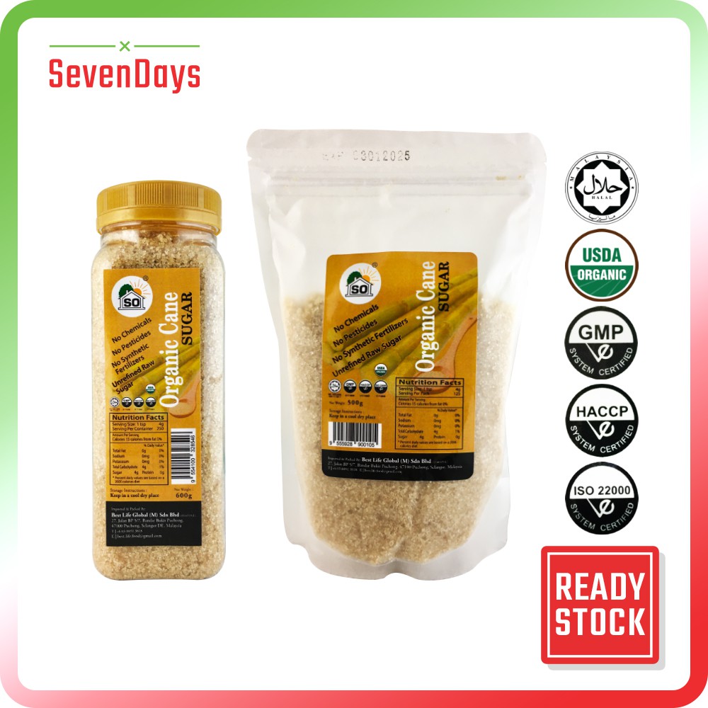 SO Halal Organic Cane Sugar 500g Bag & 600g Bottle Shopee Malaysia