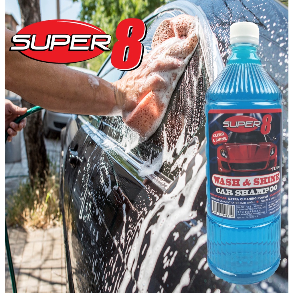 Car Wash Shine Shampoo Super8 1000ml foam detergent shine syampu cuci