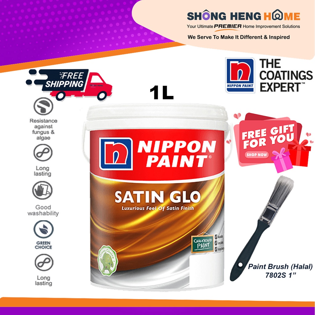 1L Nippon Paint Satin Glo Interior Wall [Whispering White NP OW