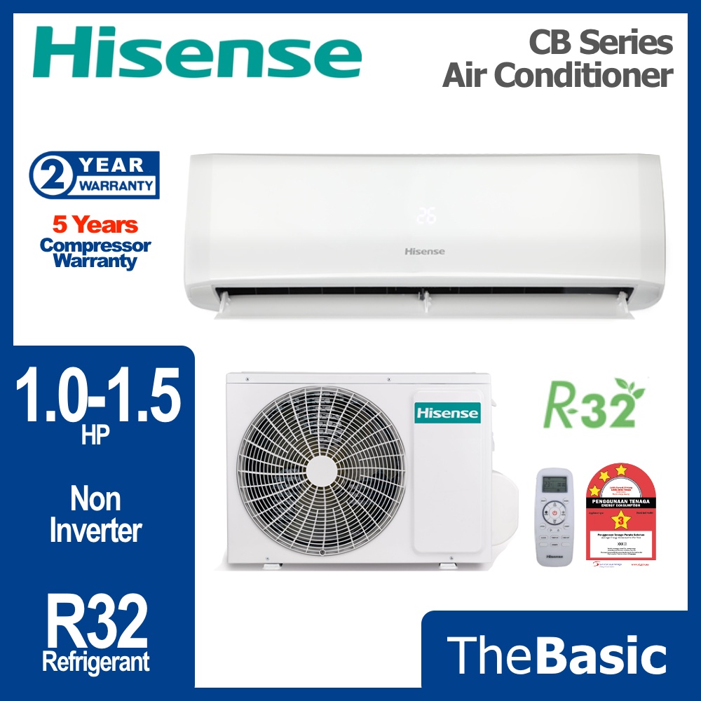 HISENSE 1.0HP/1.5HP AirCond R32 Non Inverter Multiple Purification Air
