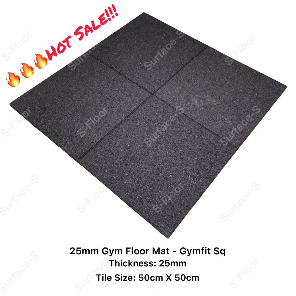 LIMITED TIME PROMOTION!!! 25MM RUBBER GYM FLOOR MAT GYMFIT SQROUGH