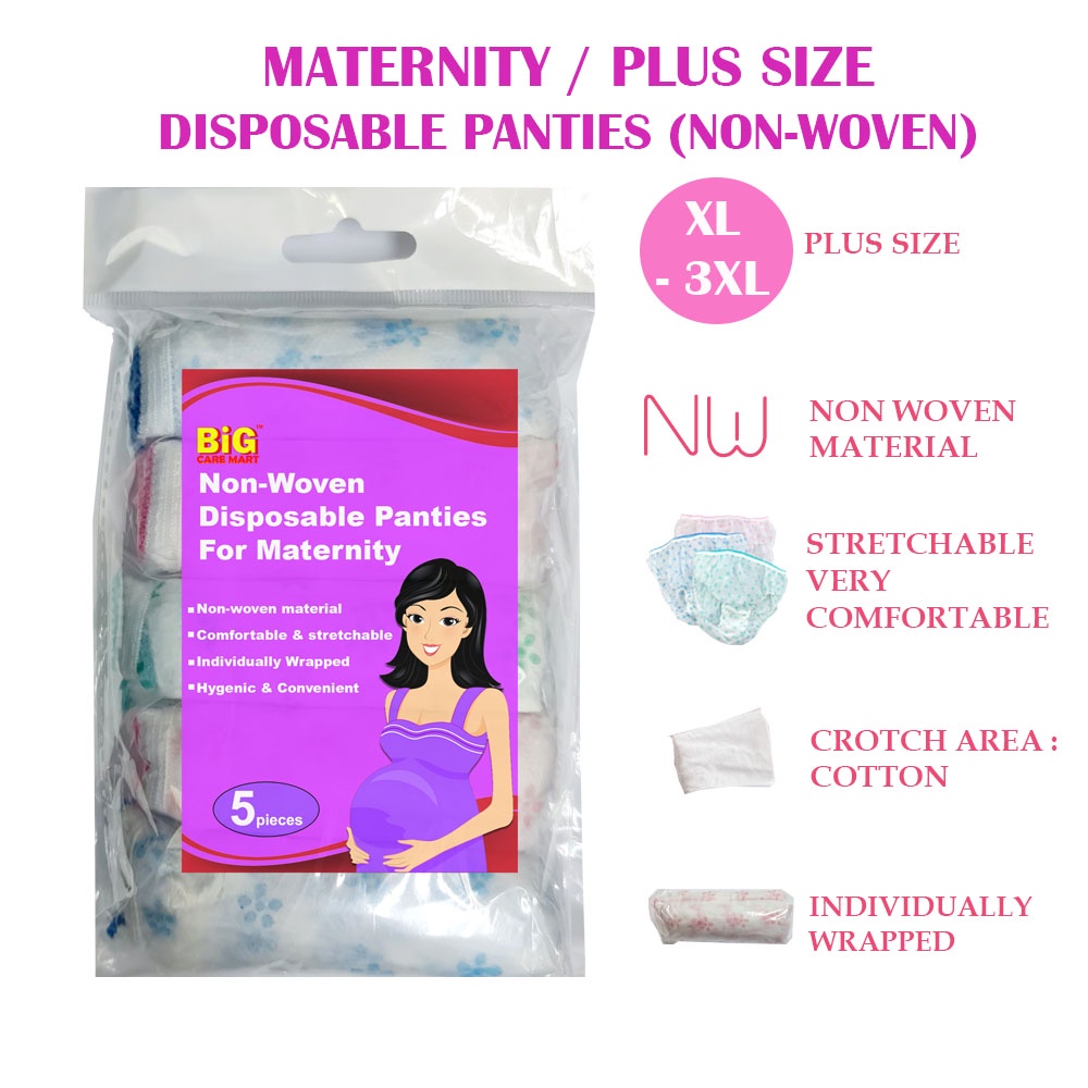 Big Care Mart Maternity Disposable Panties Plus Size Non Woven 5pieces