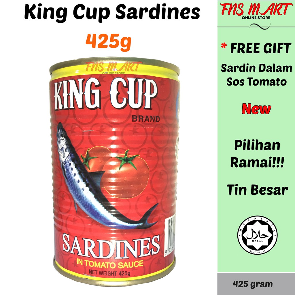 Sardine King Cup Tin Besar Sardin Dalam Sos Tomato Kingcup Sardines In