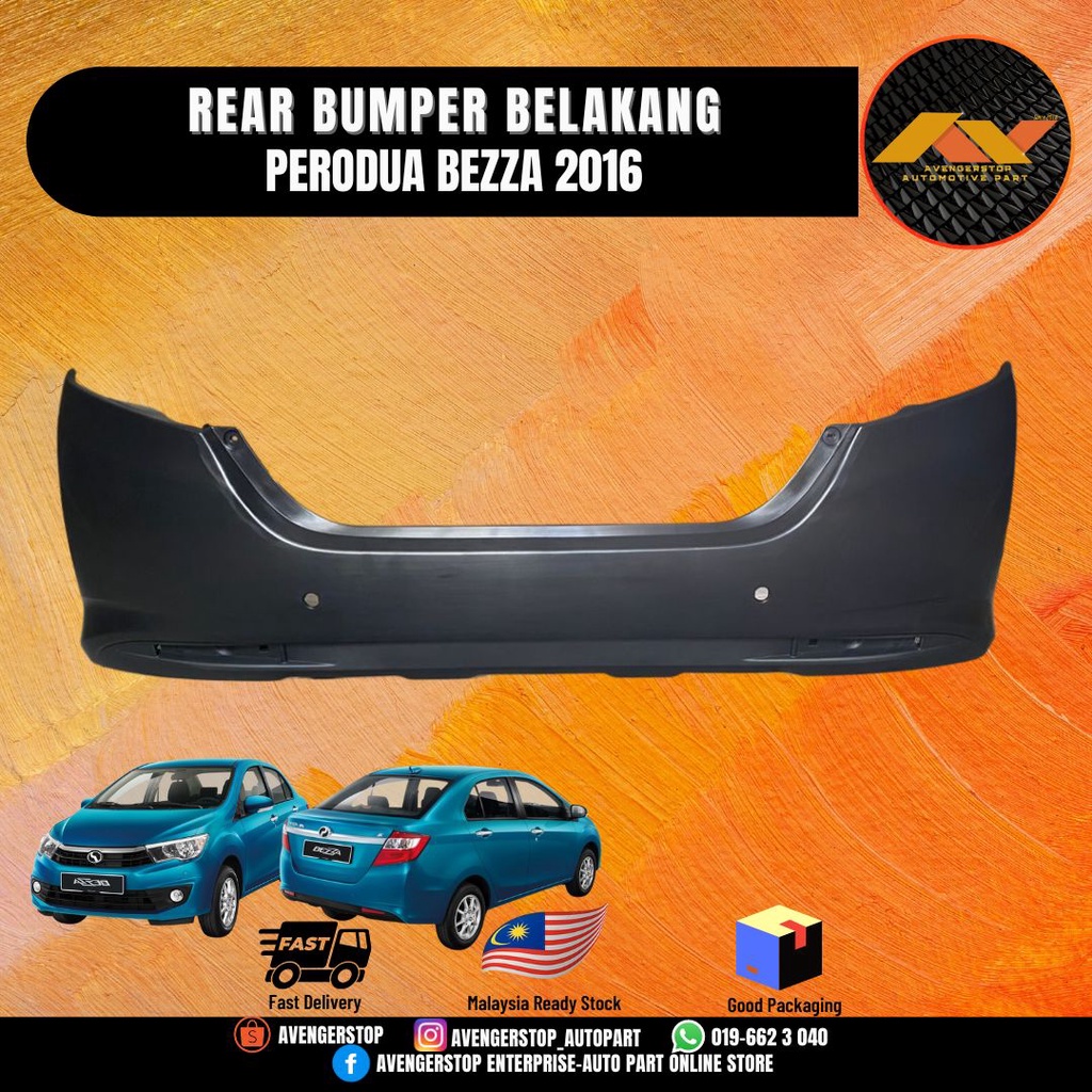 PERODUA BEZZA 2016 REAR BUMPER (1st MODEL) PP PLASTIC MALAYSIA (BUMPER