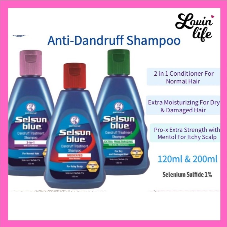 Selsun Blue 120ml & 200ml Anti Dandruff Shampoo 2 in 1 Conditioner