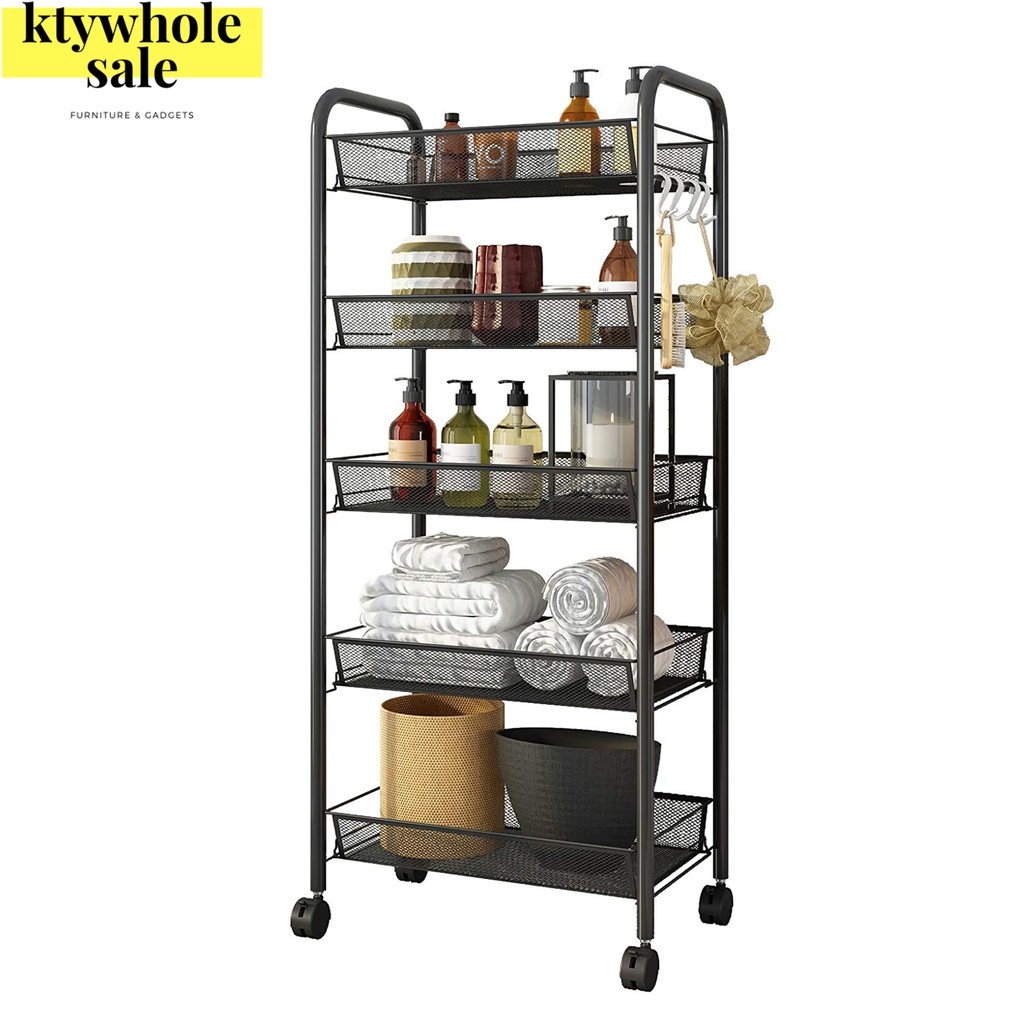 KTY Hornavan Trolley Rack Storage Rack Office Shelves 3 4 5 Tier