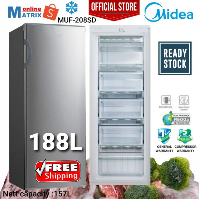Midea Upright Freezer 188L/157L MUF208SD Shopee Malaysia