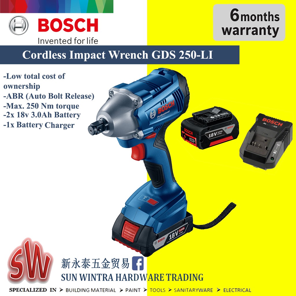 Bosch Cordless Impact Wrench GDS 250LI Professional Shopee Malaysia