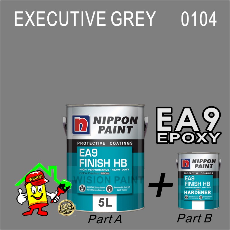 EXECUTIVE GREY 0104 ( 5L ) EA9 FINISH HB SET NIPPON EPOXY FISH POOL