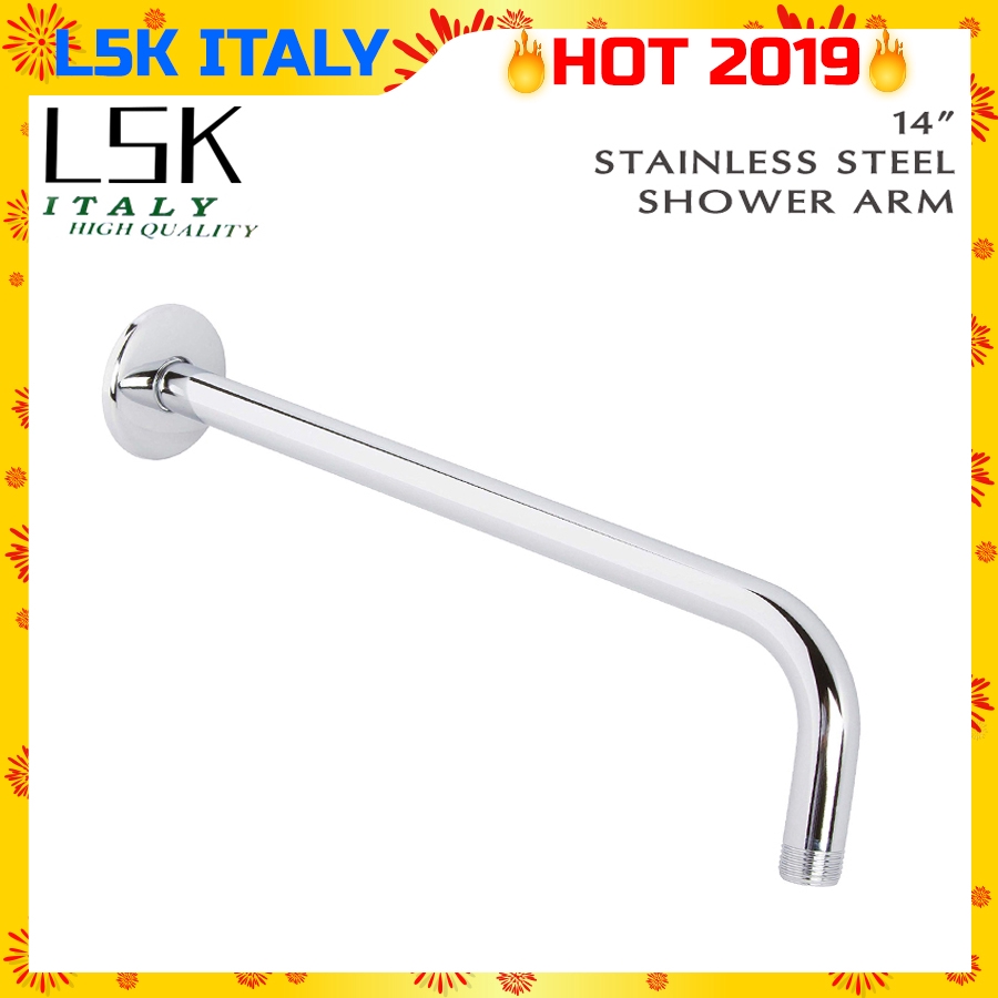 Stainless Steel 14" Chrome Shower Arm Plumbing Bracket Wall Mounted
