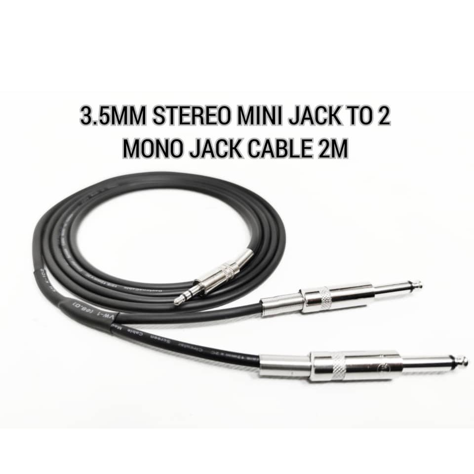 6.3mm Mono Plug to 3.5mm TRS Male Connector (2 Meters) Heavy Duty Audio