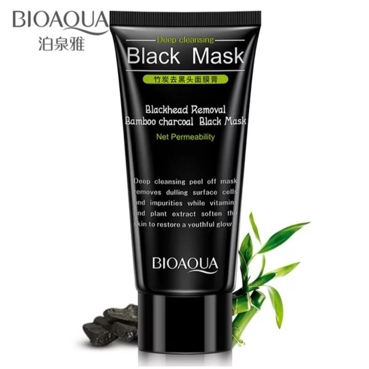 Bioaqua Deep Cleansing Black Mask Blackhead Removal Bamboo Charcoal Black Mask 60g Shopee Malaysia