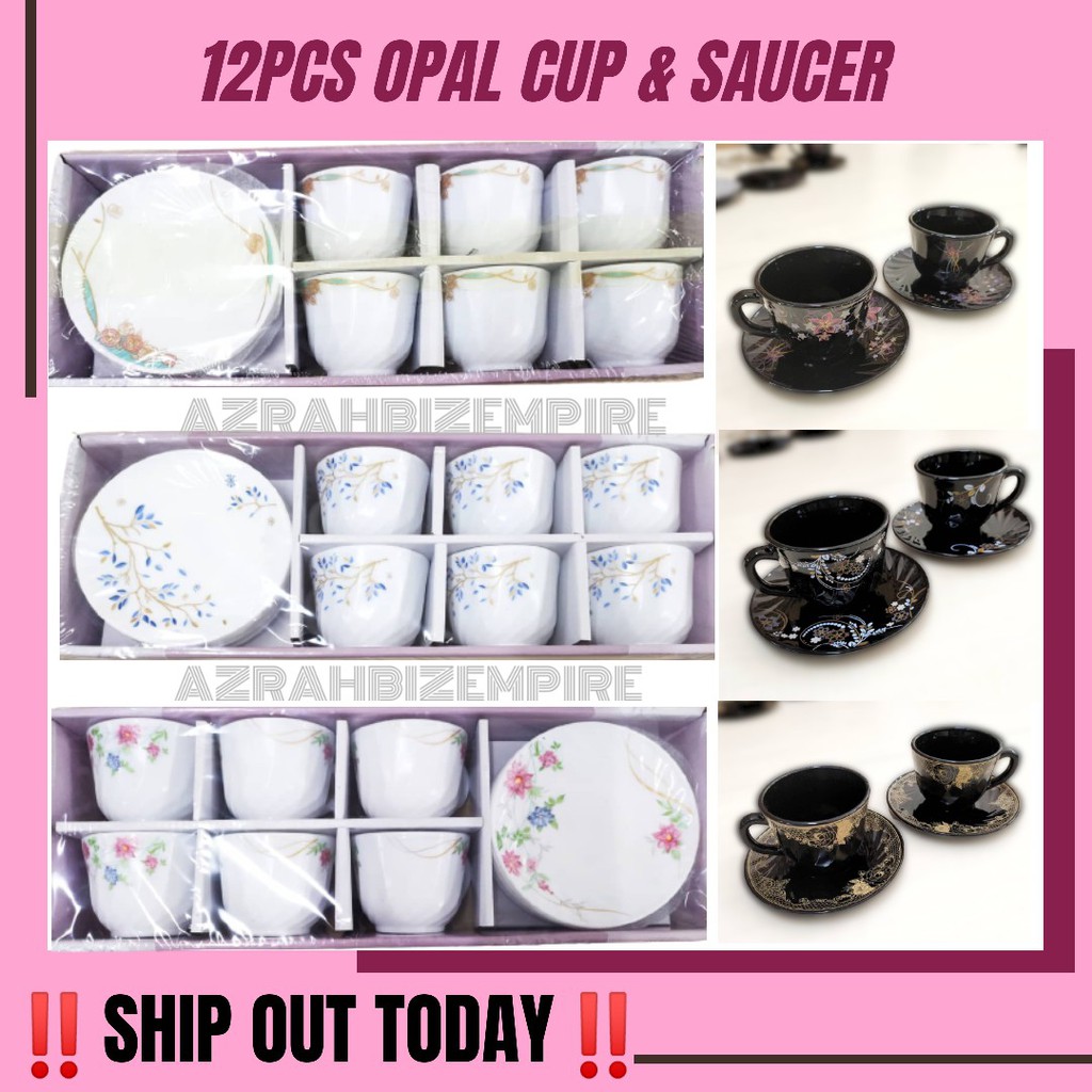 HOT! 12PCS OPAL CUP & SAUCER SET ROUND/SQUARE / SET CAWAN & PIRING KACA