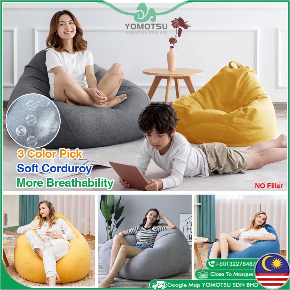 Lazy Sofa Bean Bag Chair Sofa Cover Soft Corduroy Bedroom Linen Cloth