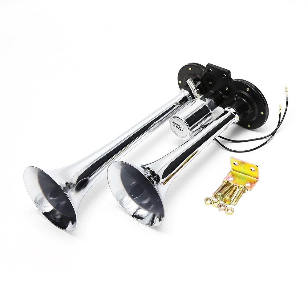 12V 16'' 120DB Electric Horn Single Trumpet Marine Chrome Fog Boat Truck Metal