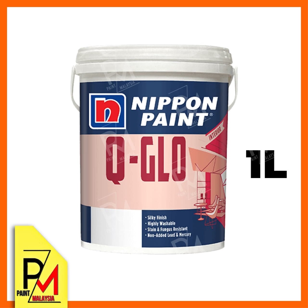 NIPPON PAINT QGlo Paint Interior Exterior 1 Liter Wall Paint Interior