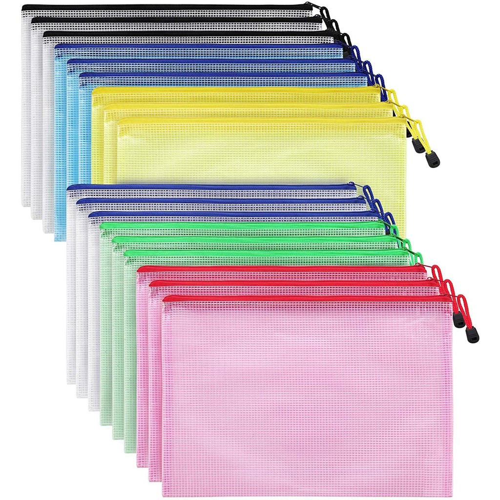 A4 File Folder Document Bag Zip Zipper Bags Waterproof Plastic Pouch PVC School Office Meeting
