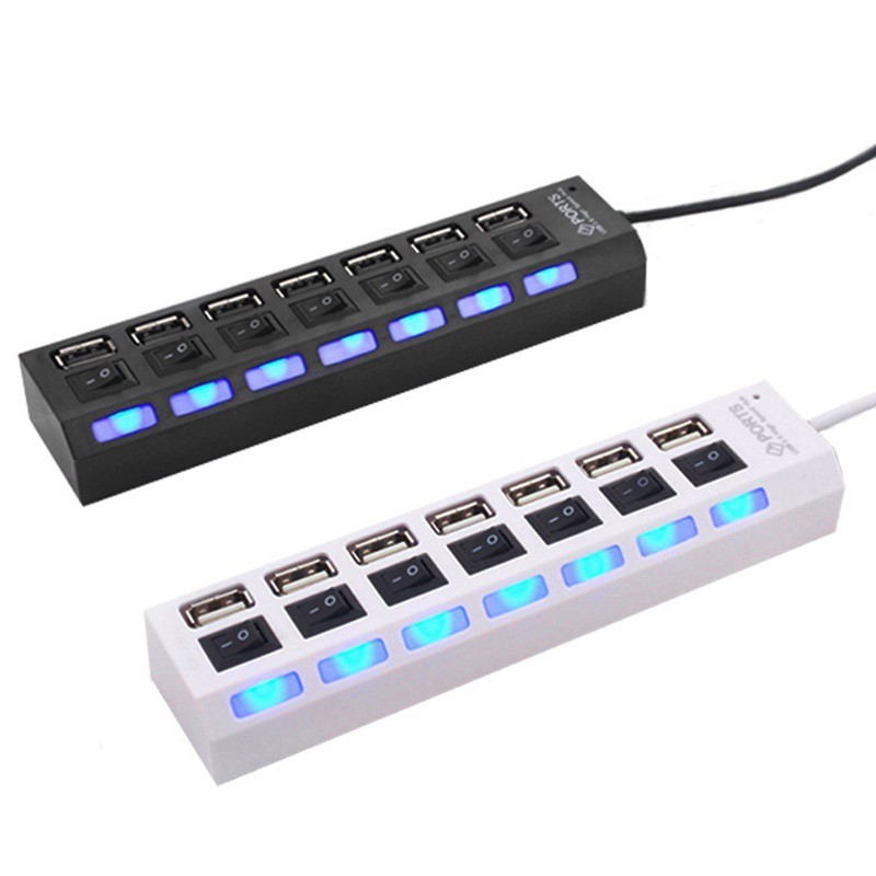 7Port USB Hub Expansion Slot 5 Gbps High Speed Power On/Off Switch