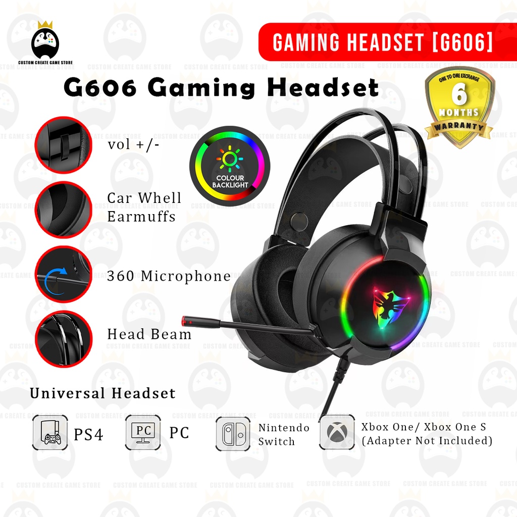 Gamwing Gaming Headset RGB Headphones G606 Wired Headphones with Mic PC
