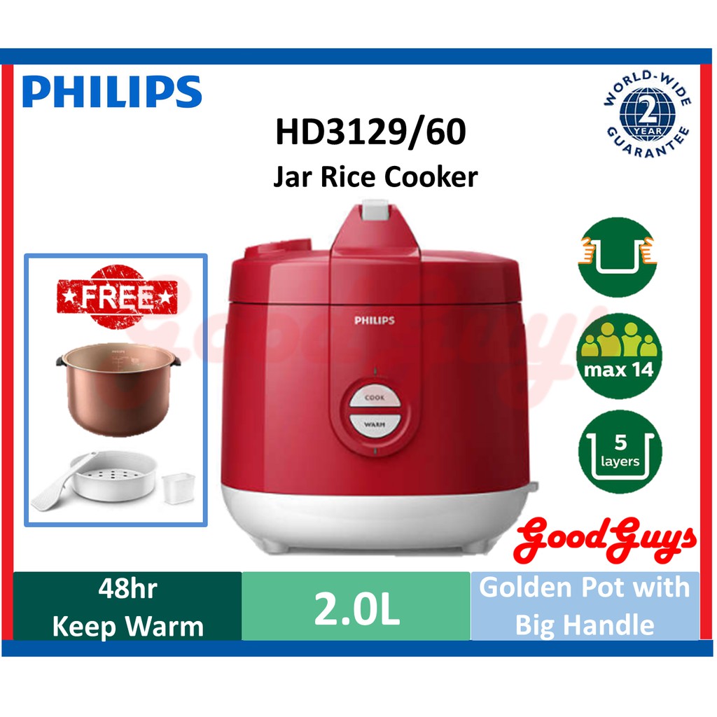Philips HD3129/60 Jar Rice Cooker 2L / Smart 3D Heating / 5Layer