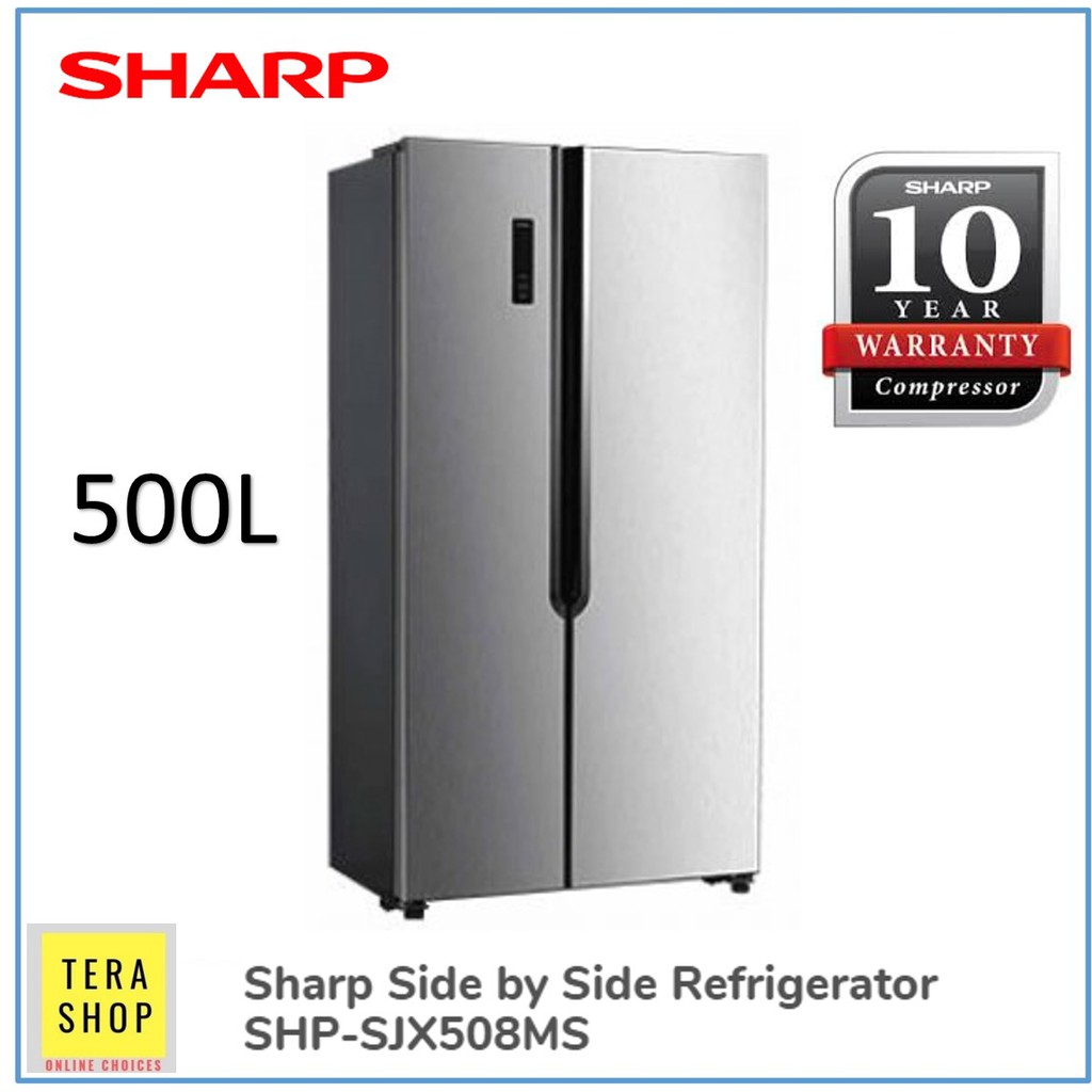 Sharp SJX508MS Side by Side Refrigerator 500L Fridge Peti Sejuk