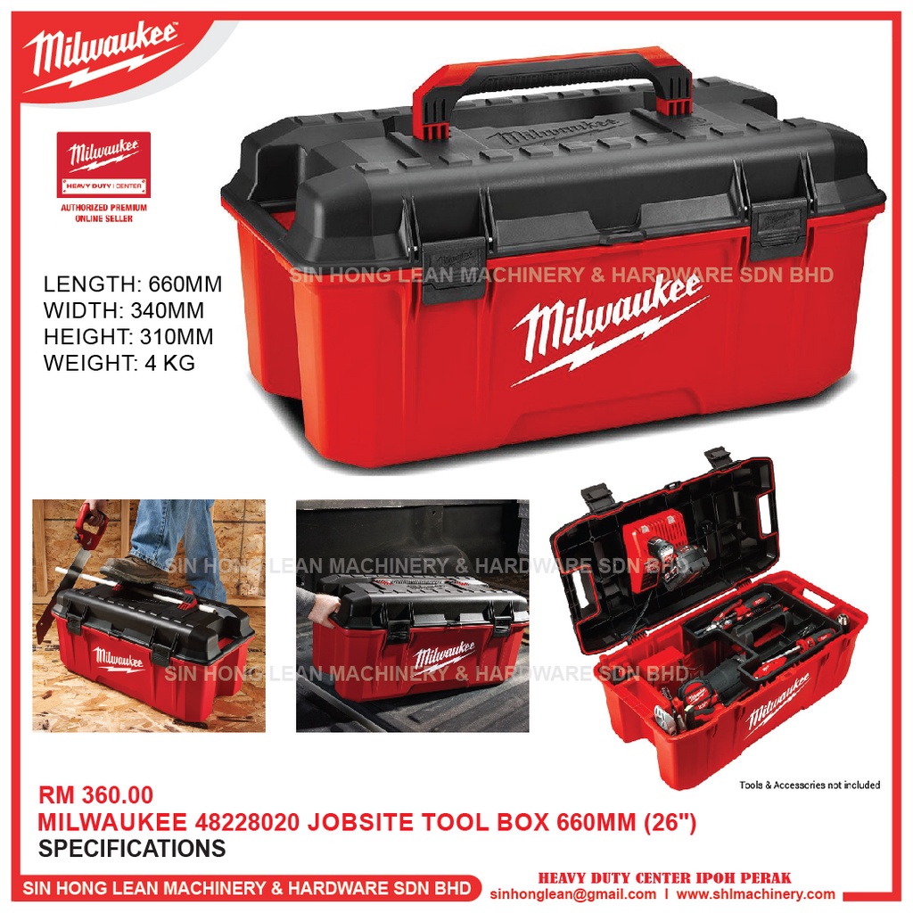 Milwaukee 48228020 Jobsite TOOL BOX 660MM (26") Shopee Malaysia