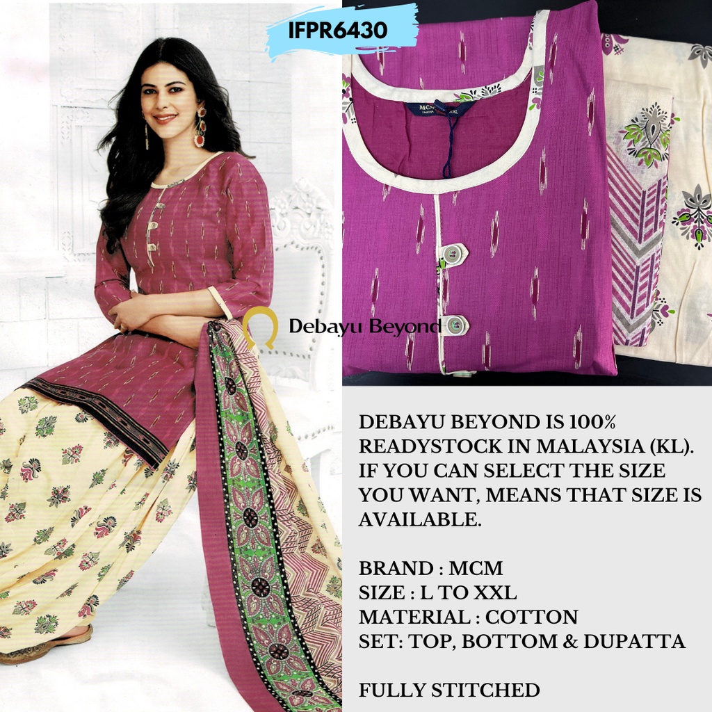[Size L to XXL] READYMADE COTTON PUNJABI PATIYALA SUIT (Readystock