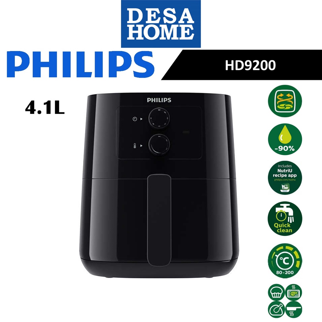 PHILIPS HD9200/91 ESSENTIAL AIR FRYER 4.1L COLOUR BLACK HD9200