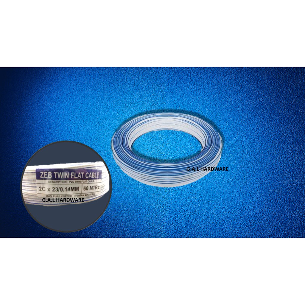 SPEAKER WIRE Pure Copper 23/0.14 x 2 Core Blue White PVC Insulated Non