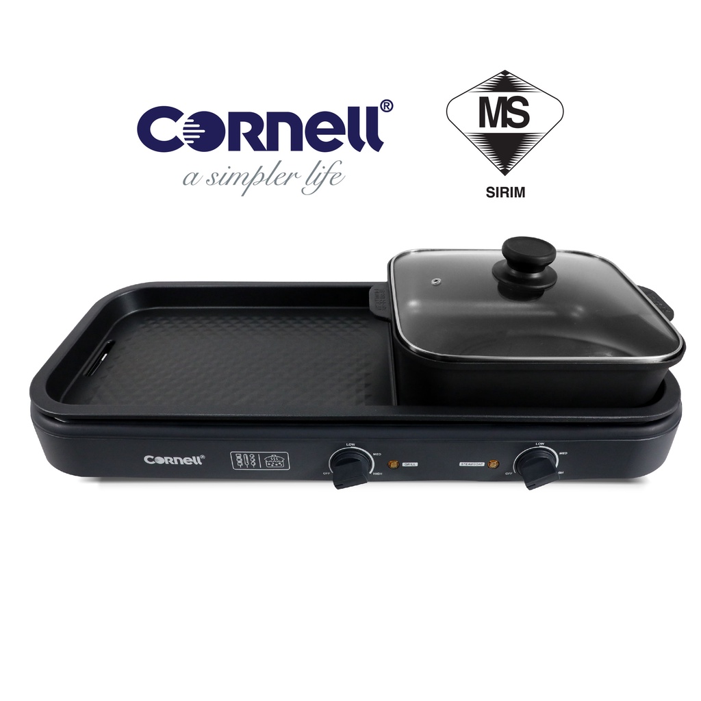 Cornell Table Top Grill With Hot Pot CCGEL98DT 2 IN 1 ELECTRIC BBQ PAN