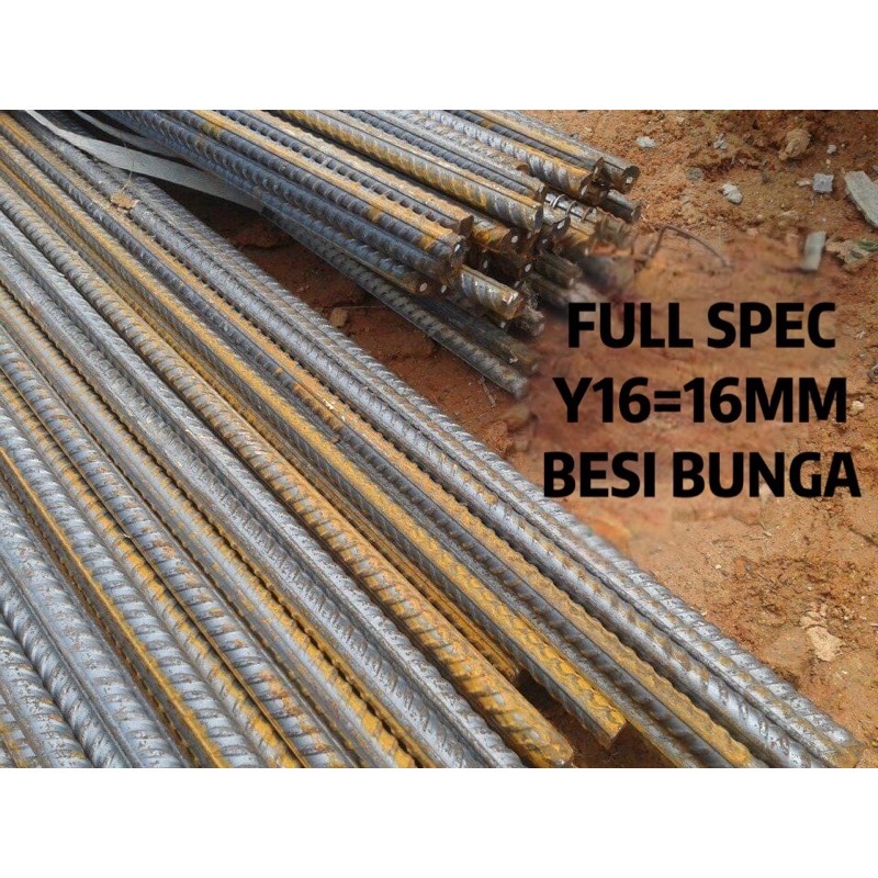 Besi Bunga Y16 5ft +/ (59”60”) Full Spec 16mm Besi Bunga Y16 Besi Bar