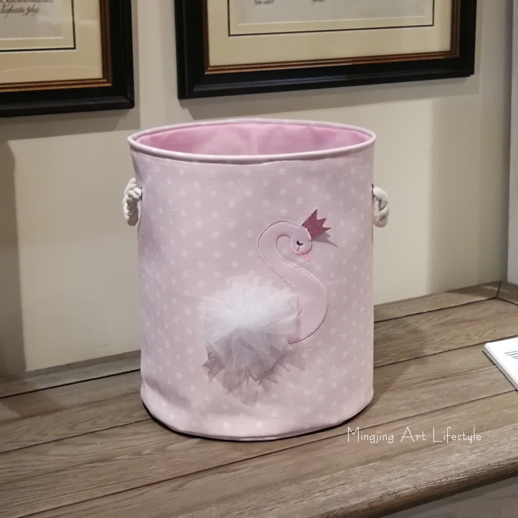Baby Laundry Basket Cute Pink Box Foldable Toy Storage Bucket Dirty